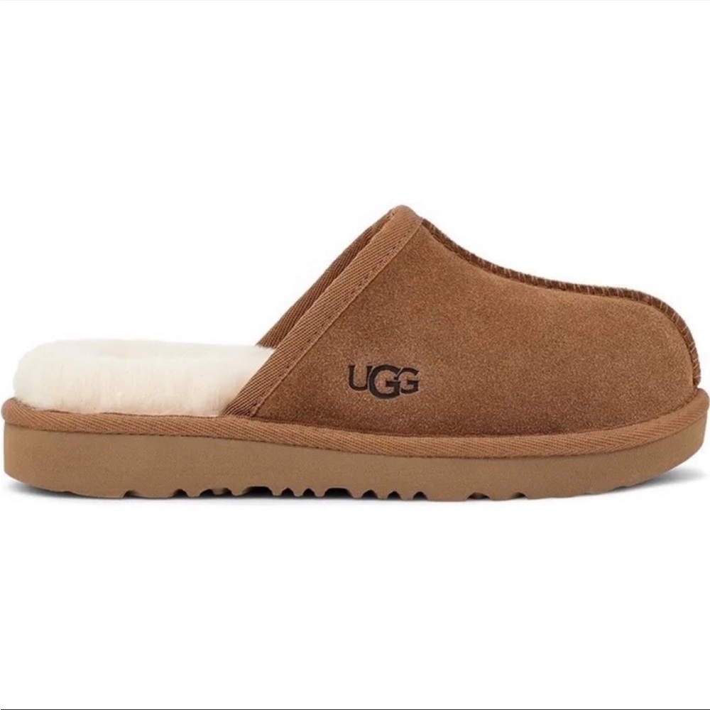 UGG Suede Leather Keegan Slide Slipper Shoes Chestnut Kids Shoes NWT AUTHENTIC - Picture 2 of 5
